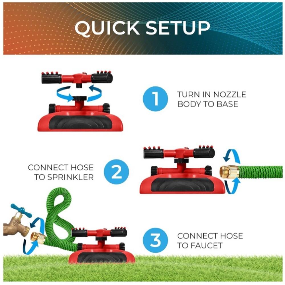 Joeys 2Pac Sprinkler for Yard, Rotating Garden Sprinkler for Large Area Coverage - Picture 6 of 7